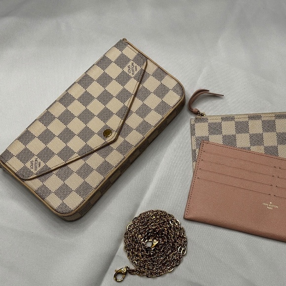 Sold!!! Louis Vuitton Felicie Pochette Damier Azur - Picture 1 of 6